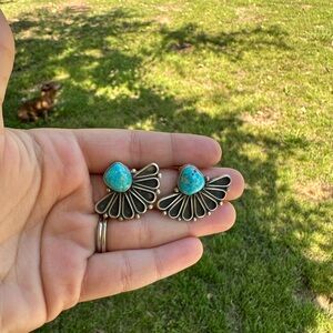 Turquoise & Sterling Silver Post Stud Earrings